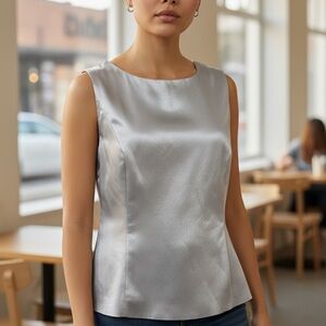 Louise Ricci Women's Silver Sleeve Less Top, Blouse, 12